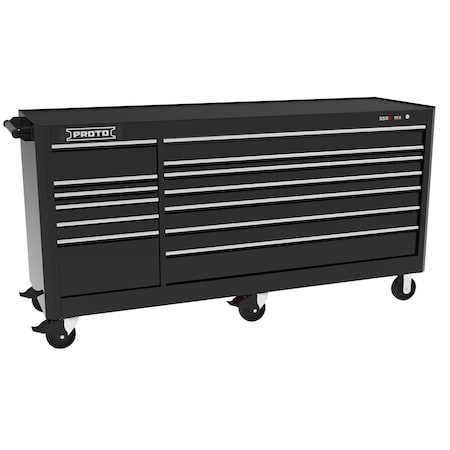 Proto 550 Series Rolling Tool Cabinet, 13 Drawer, Black, Steel, 88 in W x 27 in D x 46-1/2 in H J558846B-13BK