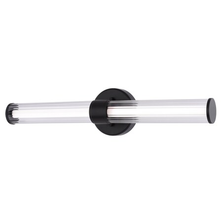 Vaxcel Division 1-Light Matte Black Bath Bar Vanity Fixture, Clear Ribbed Glass W0554