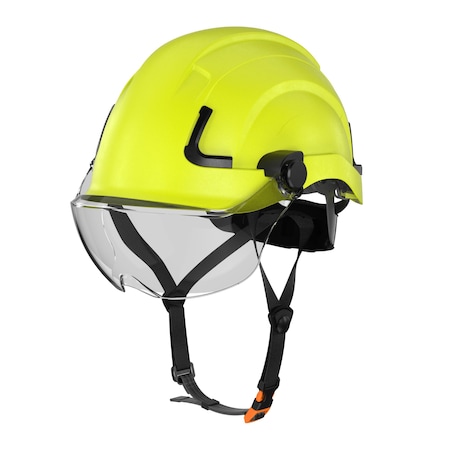 Defender Safety H2-EH Safety Helmet w/ Clear Visor - Type 2 Class E, ANSI Z89 and EN12492 rated, Safety Yellow H2-EH-07V