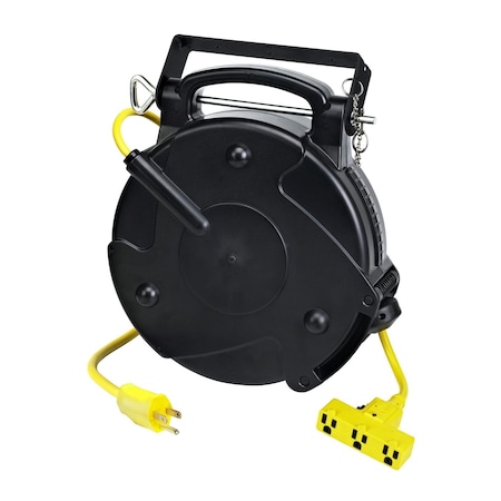 Alert Reel Mfg ProReel Retractable Cord Reel, 13 Amp, 50' 14/3 SJTOW, Tri Tap with Circuit Breaker 8150MP