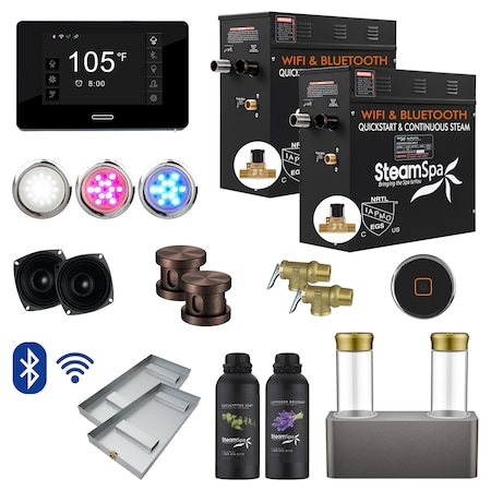 Steamspa 2 x 9kW QuickStart Steam Bath Generator w/ Dual Aroma Pump in Oil Rubbed Bronze BKT1800ORB-ADP
