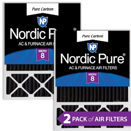 Nordic Pure 20x25x5 Pure Carbon Pleated Air Filter, High Capacity, MERV 8, 2 PK 20x25x5HPCP-2
