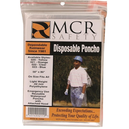 Mcr Safety MCR Safety Disposable Rain Ponchos, PK12 22