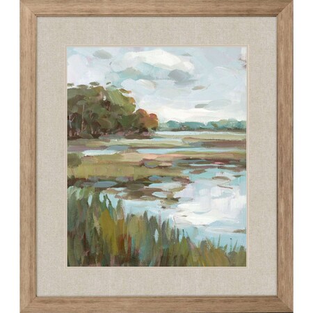 Homeroots Riverside View Watercolor Waterscape Distressed Frame Wall Art 558344