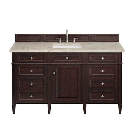 James Martin Vanities Brittany 60" Single Vanity, Burnished Mahogany, w/ 3 CM Tajnar Eclos Top w/FreePower Wireless Charger 650-V60S-BNM-FTJR