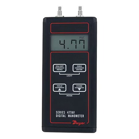 Dwyer Instruments Digital Manometer, LCD, 5 psig, Barb 477AV-000-NIST