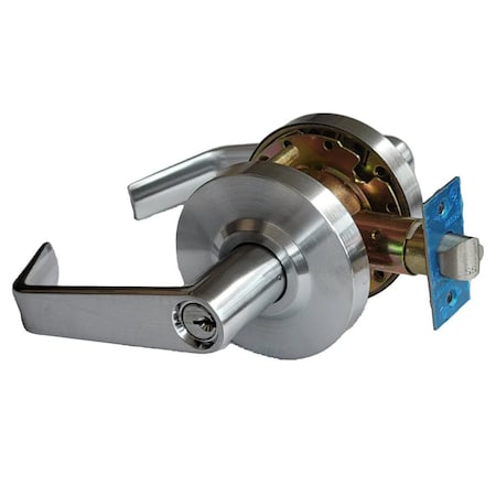 Ecs Hardware Commercial Lever Set Handle, 2-3/4 Standard Backset, Satin Chrome, Classroom, Grade 2 ECSH-CL201-SC-CL