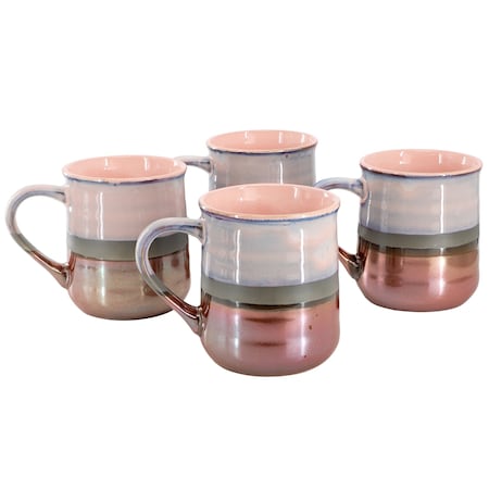Gibson Home Copper Tonal 4 Piece 18 Ounce Stoneware Cup Set in Mauve 142965.01