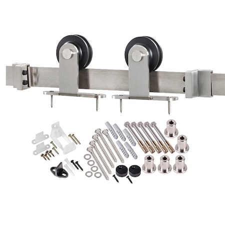 Renin Straight Strap Barn Door Hardware Kit, 78-3/4 in L Track, Steel, Bronze, Wall, For: Barn Door BD101K-07800-SS