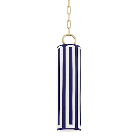 Hudson Valley Lighting Brookville 1 Light Pendant 5 In. Aged Brass/Blue Combo 2384-AGB/BL