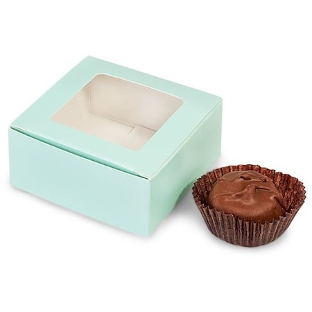 Nashville Wraps Aqua Window Candy Truffle Boxes, 2-5/8x2-3/4x1-1/4, Holds 4, 25PK TCW4AQ
