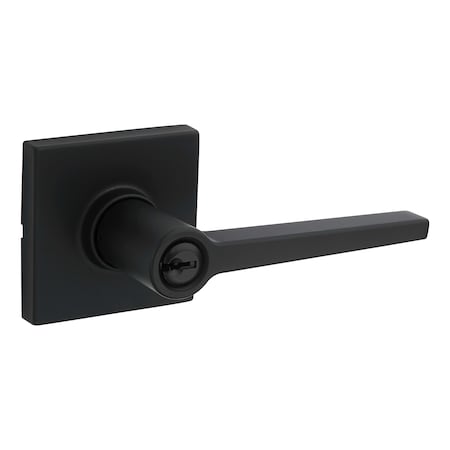 Safelock Daylon Lever with Square Rose Storeroom Lock with 4AL Latch and RCS Strike Matte Black Finish SL6500DALSQT-514