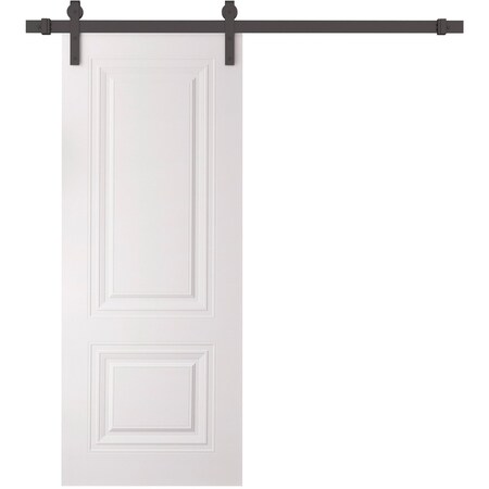 Sartodoors Barn Door 18 x 80 inches, BASIC 9772 White, 6.6FT Rail Track Heavy Hardware Set, Solid Panel Inte BASIC9772BD-B-SKIN-18