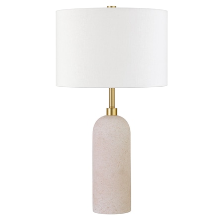 Homeroots 22" Sand Ceramic Table Lamp With White Drum Shade 524275