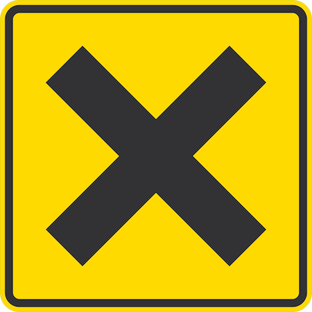 Lyle W2-1, Cross Road Symbol, 24x24, Diamond Grade, Yellow G-12281-DG_24x24