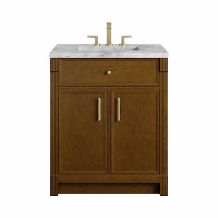 James Martin Vanities Bellshire 30" Single Vanity, Honey Oak w/ 3 CM Carrara Marble Top 660-V30-HNO-3CAR