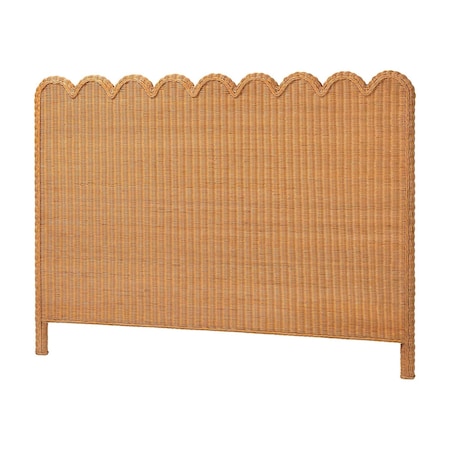 Bali & Pari Maritza Bohemian Light Honey Scalloped Rattan Pitrit Queen Standalone Headboard 254-14006-ZORO