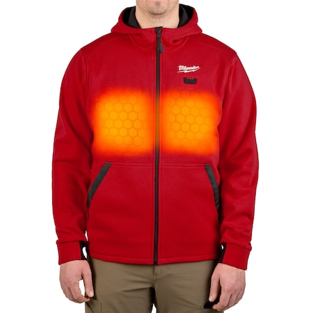 Milwaukee Tool Men's Heated Hoodie, Up to 8 hours Time, Zipper Closure, Red, Size S M200R-20S