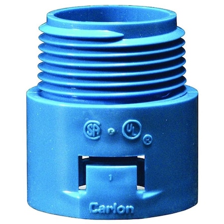 Carlon Conduit Fitting Adapter, 1/2 in, Threaded, PVC Coated, Blue A243D-CAR
