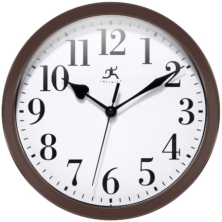 Infinity Instruments Plastic Wall Clock, Brown, 9-5/8in 20048DB-4400