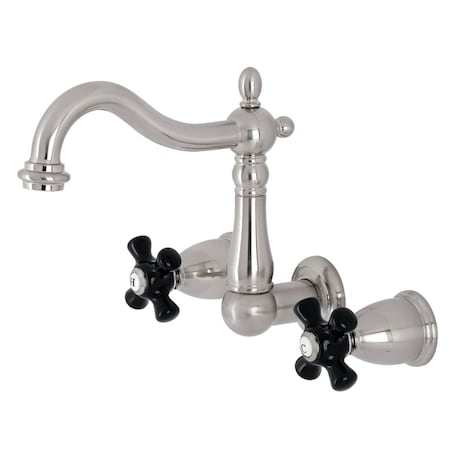 Kingston Brass Double-Handle Wall Mount Bathroom Faucet, Brushed Nickel KS1258PKX