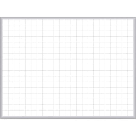 Ghent Dry Erase Board, Steel, 36 1/2 in, 48 1/2 in, Aluminum Frame, White/Gray, Gloss GRPM222G-34