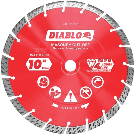 Diablo 10'' Segmented Turbo Rim Dry/Wet Diamond Blade DMADST1000