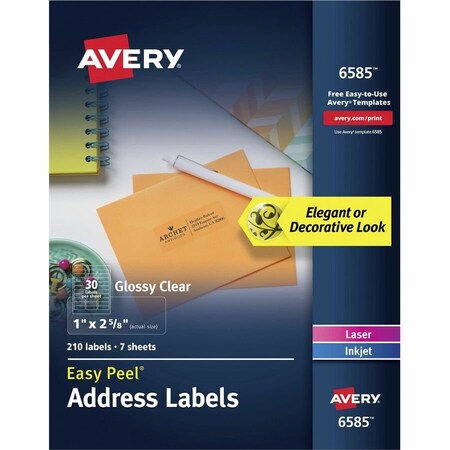 Avery Glossy Clear Address Labels, PK210 06585
