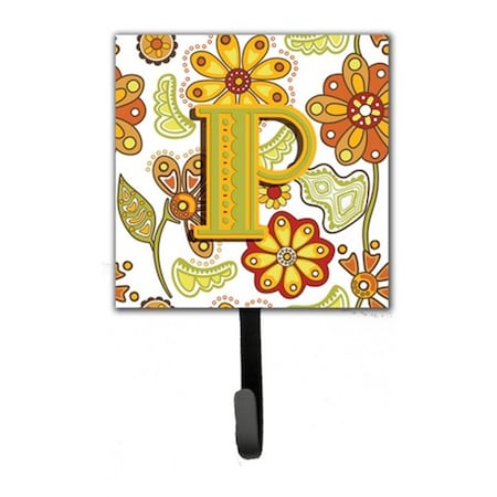 Carolines Treasures Letter P Floral Mustard And Green Leash and Key Holder CJ2003-PSH4