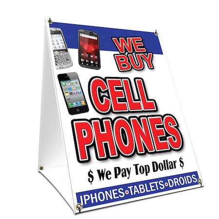 Signmission We Buy Cell Phones, 24 Inch x 18 Inch A-frame Yard Sign, Plastic Sign SBC-1824-We Buy Cell Phones