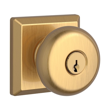 Baldwin Entry Round Knob and Traditional Square Rose with 6AL Latch and Dual Strike Lifetime Satin ENROUTSR044