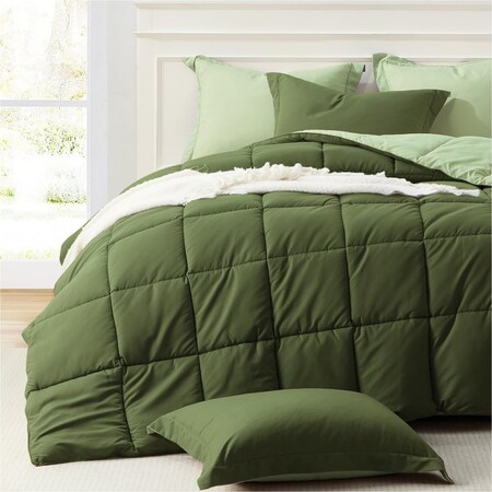 Wrightmaster 3-Set Reversible Ultra-Soft Microfiber Quilt with Queen Size, Dark Green/Light Green ZRORSQL2Q