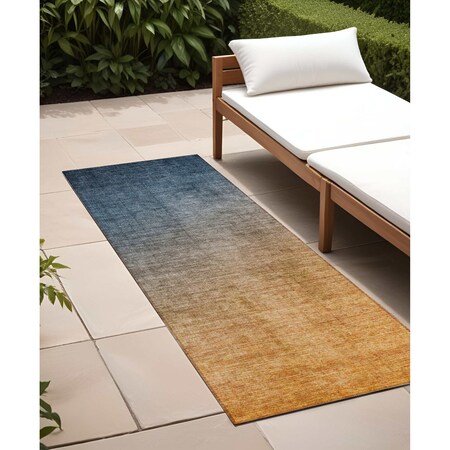Homeroots 8' Gold Ombre Washable Indoor Outdoor Runner Rug 563710
