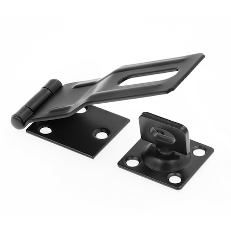 Prime-Line Door and Gate Safety Hasp Hinge Latch with Swivel Staple 4-3/8 inch with Screws Matte Black U 117188