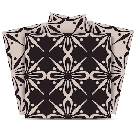 Homeroots 12" X 12" Gray and Black The Clover Peel and Stick Removable Tiles 556439