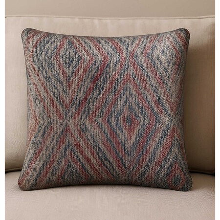 Homeroots 18" Blue And Red Diamond Linen Throw Pillow Cover 608169