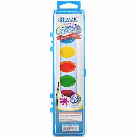Bazic Products Semi Moist Watercolor with Brush, 8PK 3900