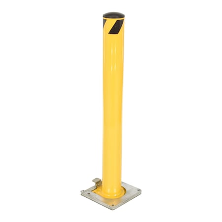 Vestil Steel Surface Mounted Removable Pipe Safety Bollard 42 In. x 4-1/2 In. Yellow BOL-RF-42-4.5