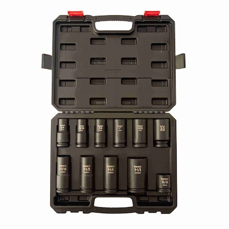 Sunex 3/4 in Drive Sae & Metric 6 Point Standard & Deep & 4 Point Square Budd Wheel 11-Piece Socket Set 4632