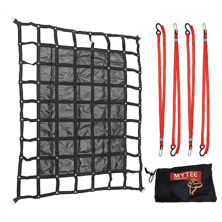 Mytee Products 6.75 ftx8 ft Medium Truck Bed Cargo Net w/Strong Cargo Netting, S-Hooks & String Bag CN8196-18OZ