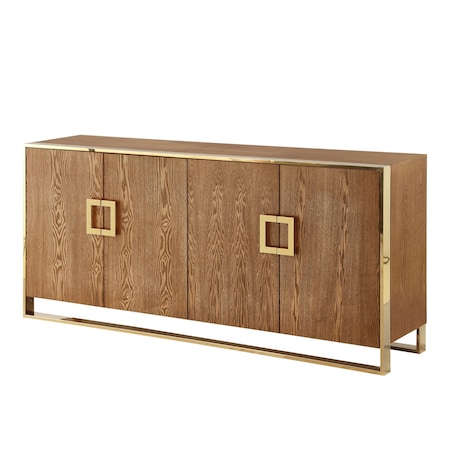 Homeroots 71" Brown Sideboard with Four Doors 545586