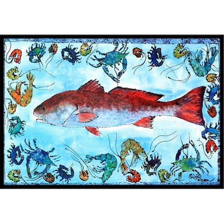 Carolines Treasures 8087-JMAT 36 x 24 in. Fish Red Fish Indoor Or Outdoor Doormat 8087-JMAT