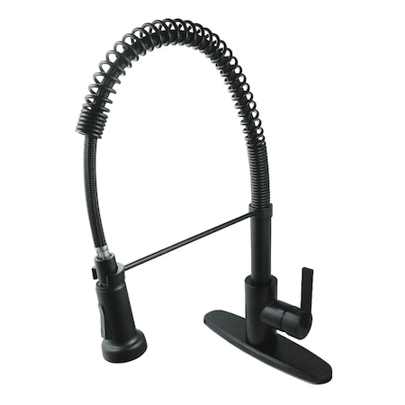 Kingston Brass Single-Handle Deck-Mount Pre-Rinse Kitchen Faucet, Matte Black GSY8880CTL