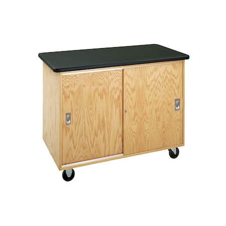 Diversified Spaces Mobile Lab Table, Oak Frame, 48 in W, Black, Oak 4101K