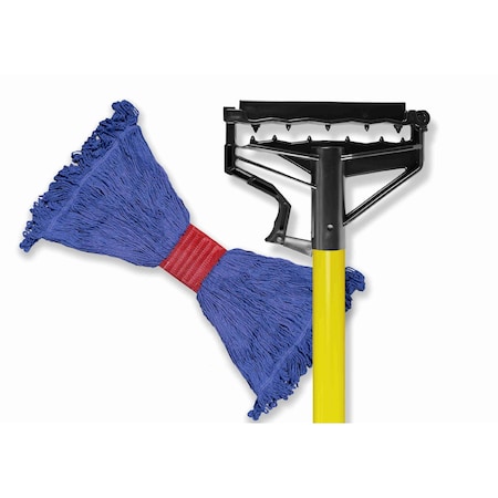 Chief Clean Yellow Fiberglass wet mop handle with Teeth style connector, large commercial wet mop K-IVDRFBGY/WMOP