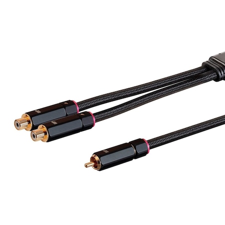 Monoprice Onix Series - 1-Male to 2-Female RCA Y-Adapter_ 12in_ Black 38080