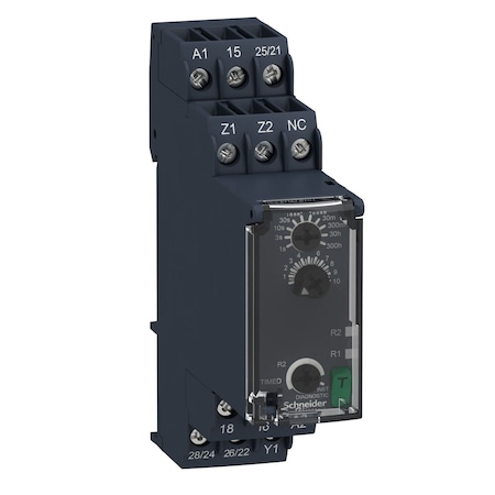Square D MODULAR TIMING RELAY, 8A, 0.05S, 300H, 2 CO, POWER ON DELAY, 24-240VAC/DC RE22R2AMR