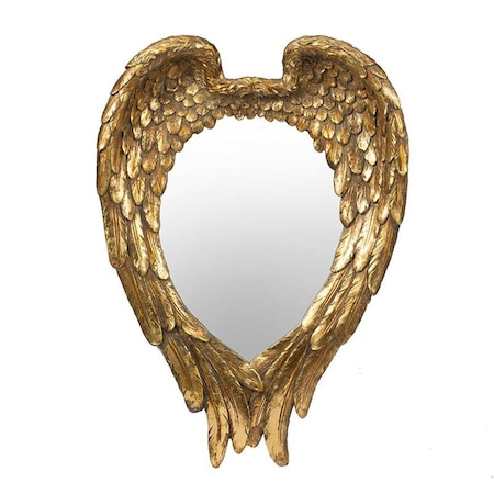 Homeroots 22" Gold Heart Resin Framed Accent Mirror 485042