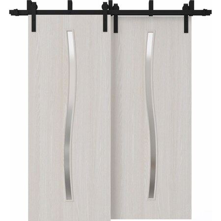 Sartodoors Sliding Closet Barn Bypass Doors 36 x 96 inches, BASIC 3002 Ash Franko, Modern 6.6ft Rails Hardwar BASIC3002BBB-YAFR-3696