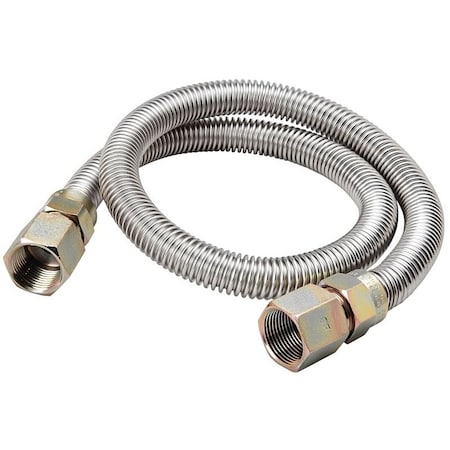 B & K G012SS151548RP Gas Connector, 34 x 34 in, FIP, Stainless Steel, 48 in L G012SS151548/RP